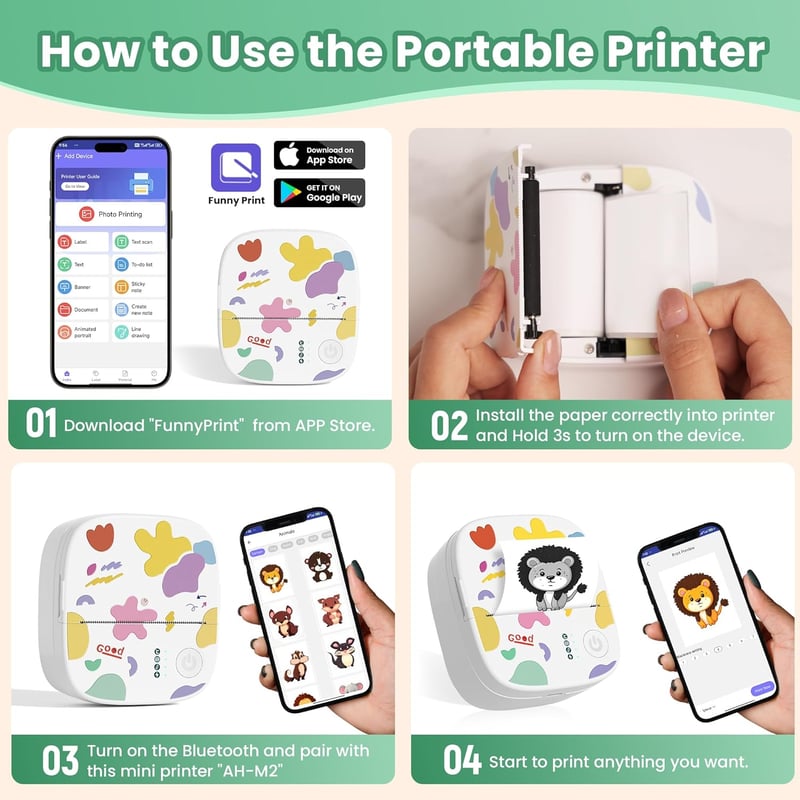🎁 Julrea 50 % RABATT !! 🖨️ Mini bärbar klistermärkesskrivare✨ Bärbar Bluetooth-skrivare för DIY och presenter🔖