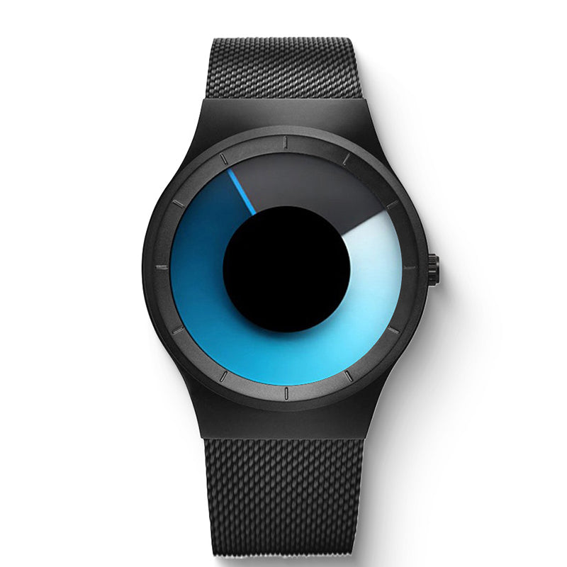 Futuristisk minimalistisk herrklocka med kreativ roterande skivurtavla