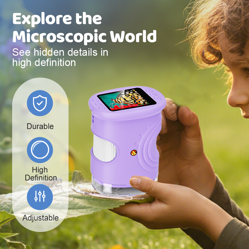 【2026 Uppgraderad】 1000X Handhållet Mikroskop för Barn med 4K 2,0" Skärm, Foto- & Videokamera