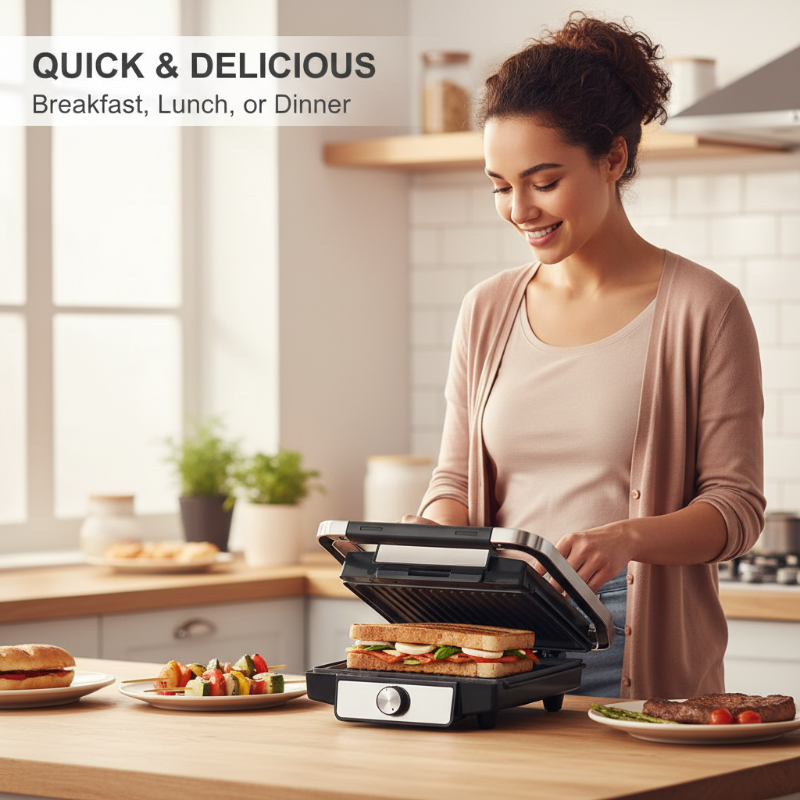 1400 W elektrisk paninipress och grill