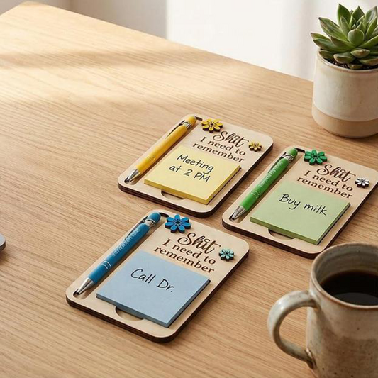 Rolig hållare för post-it-lappar med penna