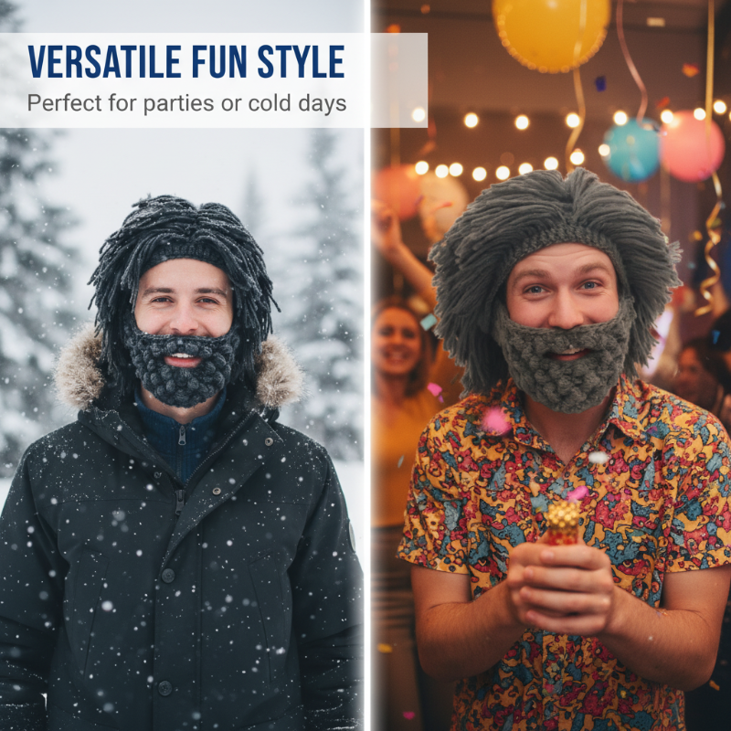 Punkinspirerad mössa med fastsatt enkel peruk och stickat skägg