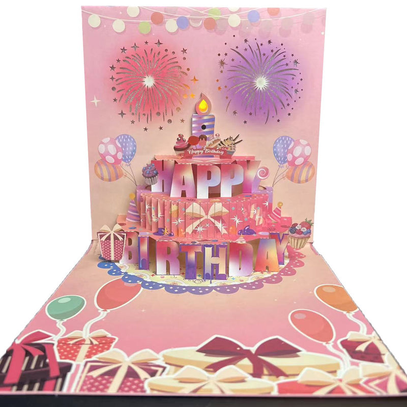 🎉3D-popup-musikalisk födelsedagskort med ljus och sång🎵🎂