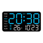 Stor digital väggklocka med LED-display, datum och termometer
