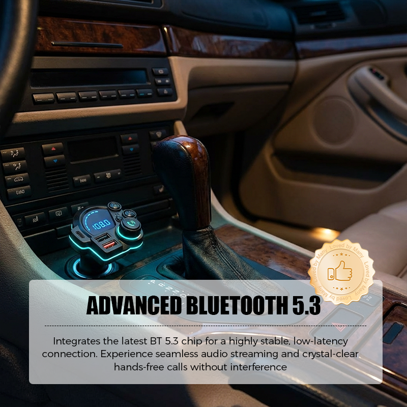 Universell FM-Bluetooth-sändare med dubbla portar för bil