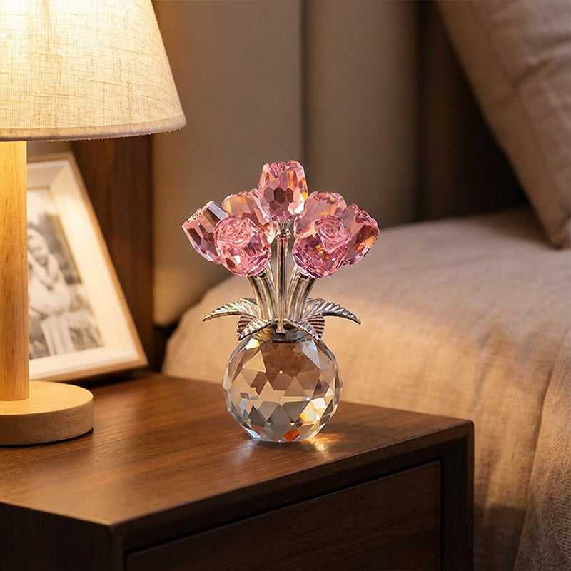 🎈Vinterrea🎈 Tidsbegränsad 50% rabatt! 💕 🌹 Evig Kristallrosblomma Figurin i Vas