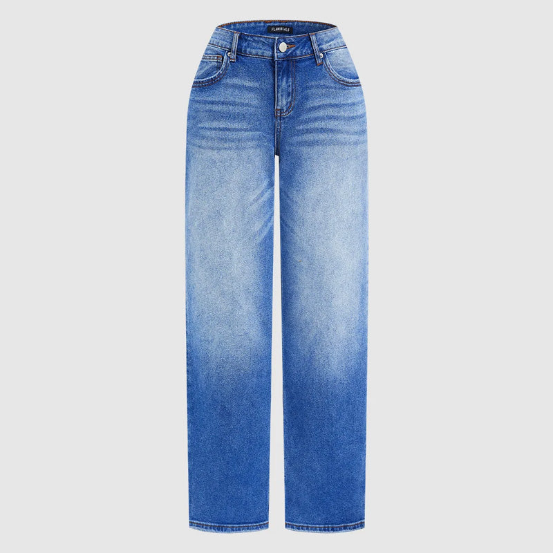 Lättillverkad Chic Slapppassande Vida Ben Jeans – Gradientvättad, Högkvalitativt Jeansmaterial & Komfort Hela Dagen