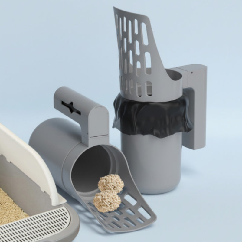 🐱 50% RABATT NU!✨ Kattlitterspade med sopbehållare – Allt-i-ett Design & Inbyggd Påsrulle – Hygienisk Rengöring 🗑️
