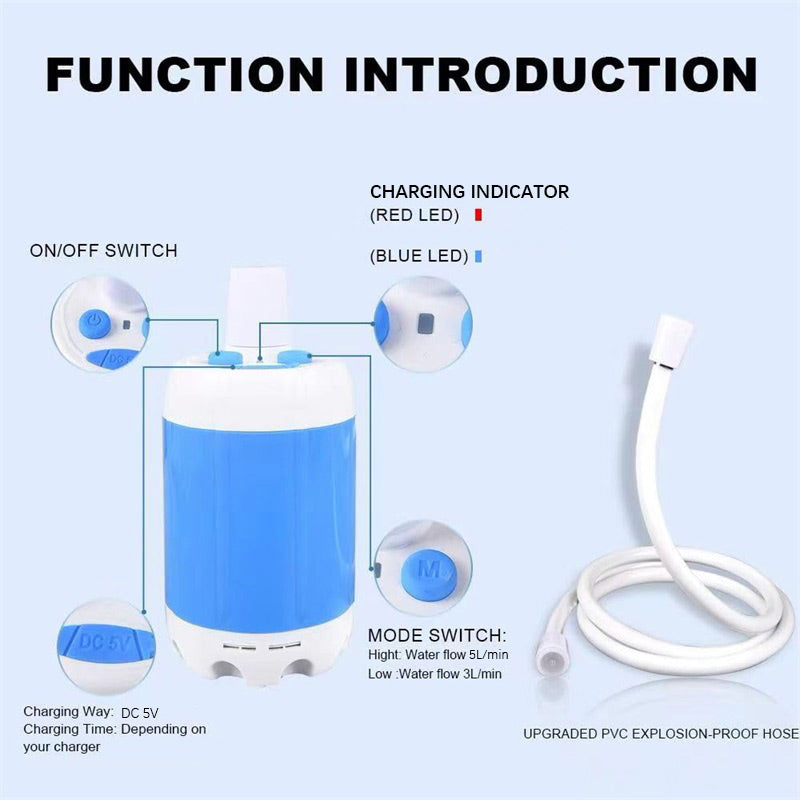 🔥 Duscha bekvämt även ute i naturen – bärbar campingdusch med kraftfull vattenpump 🚿