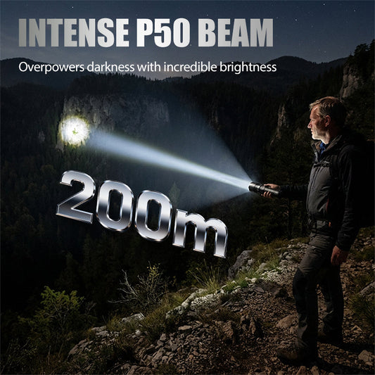Uppladdningsbar P50 LED-ficklampa med justerbar zoom