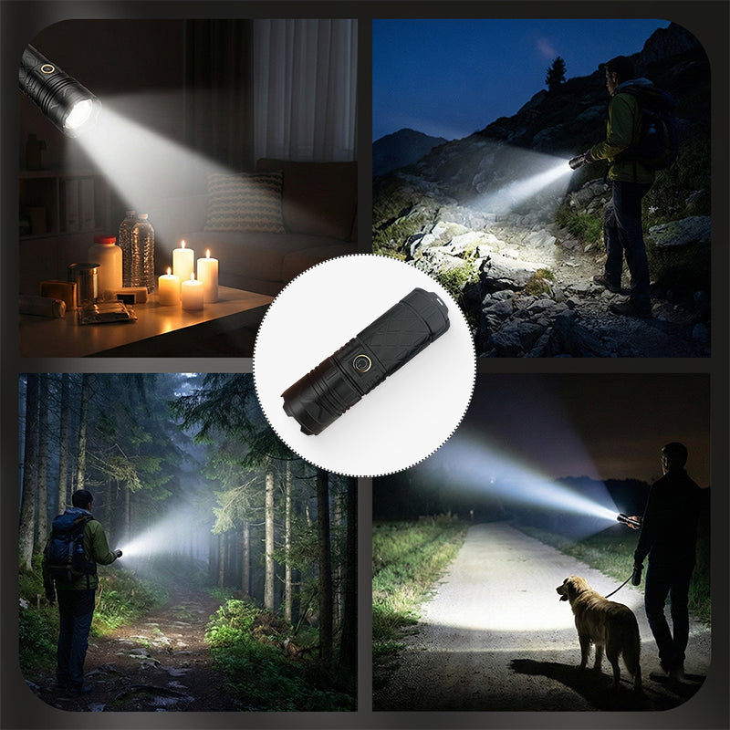 Uppladdningsbar P50 LED-ficklampa med justerbar zoom