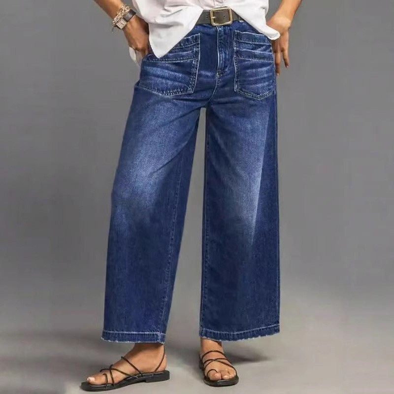 👖 Damjeans med Hög Midja och Vida Ben – Figursydd, Längre Ben & Superbekväm 💙