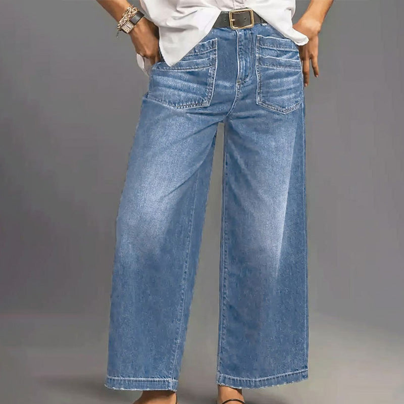 👖 Damjeans med Hög Midja och Vida Ben – Figursydd, Längre Ben & Superbekväm 💙