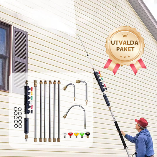 🏡 【PROFFS-TVÄTT】4000 PSI Teleskopisk Högtrycksstav ✨ 3-i-1 Rengöring för Hela Huset – Utan Stege!