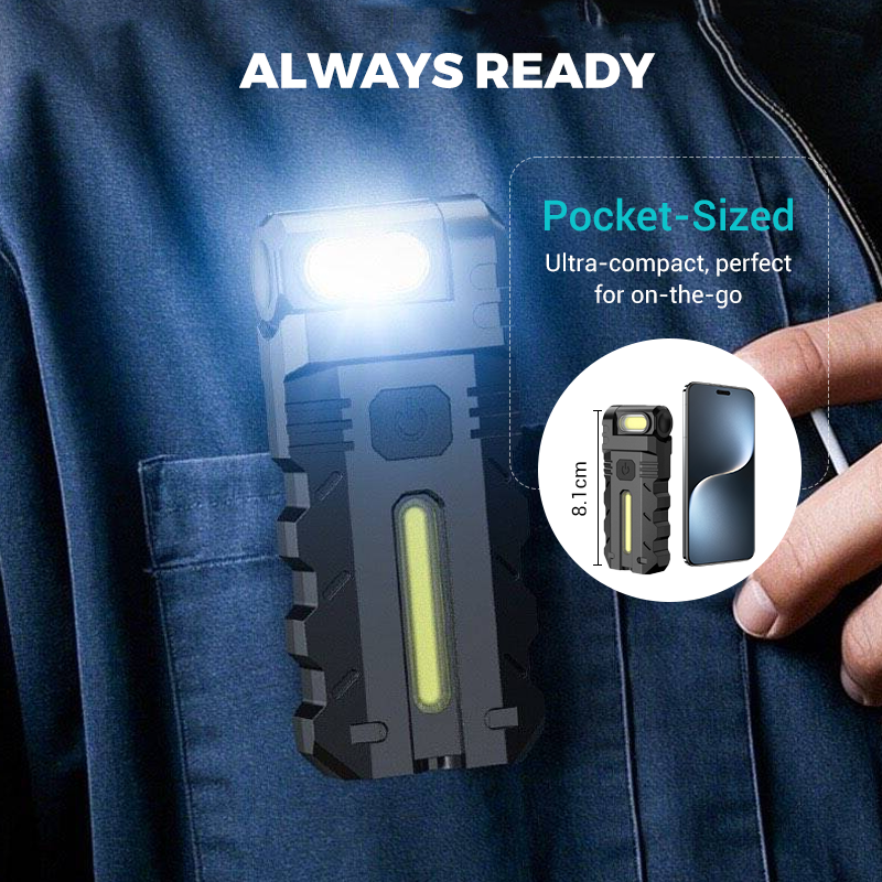 LED-arbetslampa med 180° roterbart huvud
