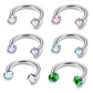 7-pack prisvärt set 18G (1,0 mm) 8 mm hästskoring för näsan med invändig gänga och dekorativa stenar 💎