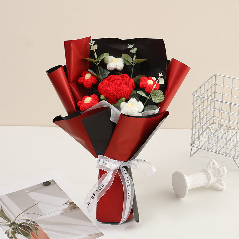 🌸 50% RABATT! 🧶 Handgjord Virkad Blombukett – Evig Skönhet, Romantisk Present & Unik Inredning 💝