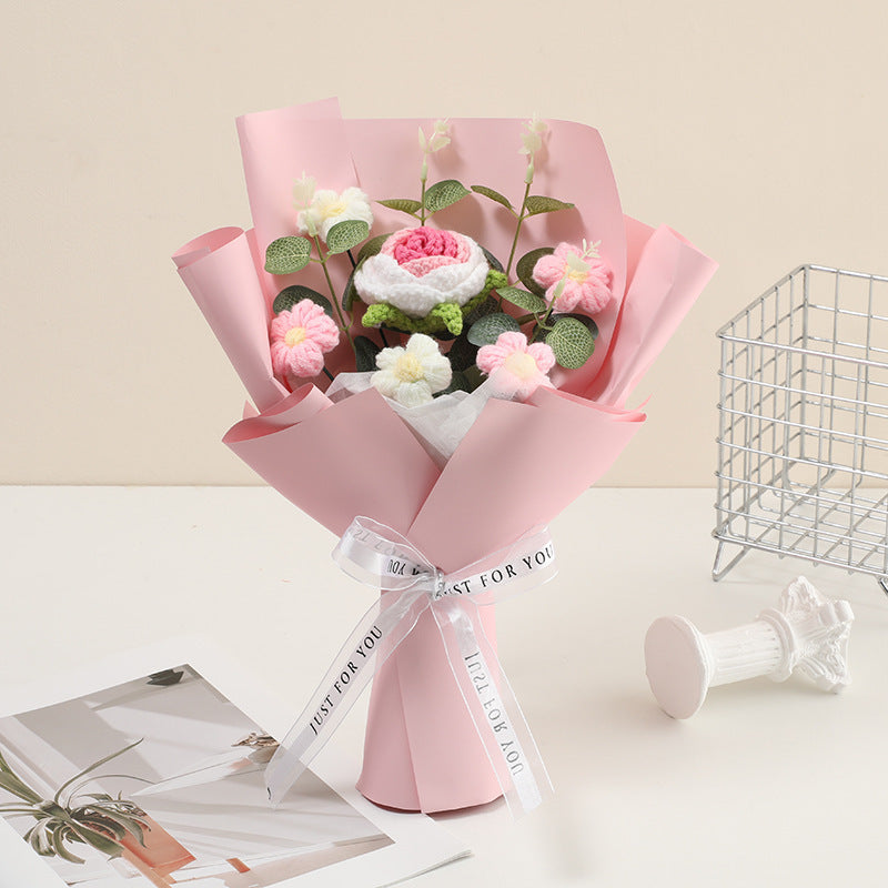 🌸 50% RABATT! 🧶 Handgjord Virkad Blombukett – Evig Skönhet, Romantisk Present & Unik Inredning 💝