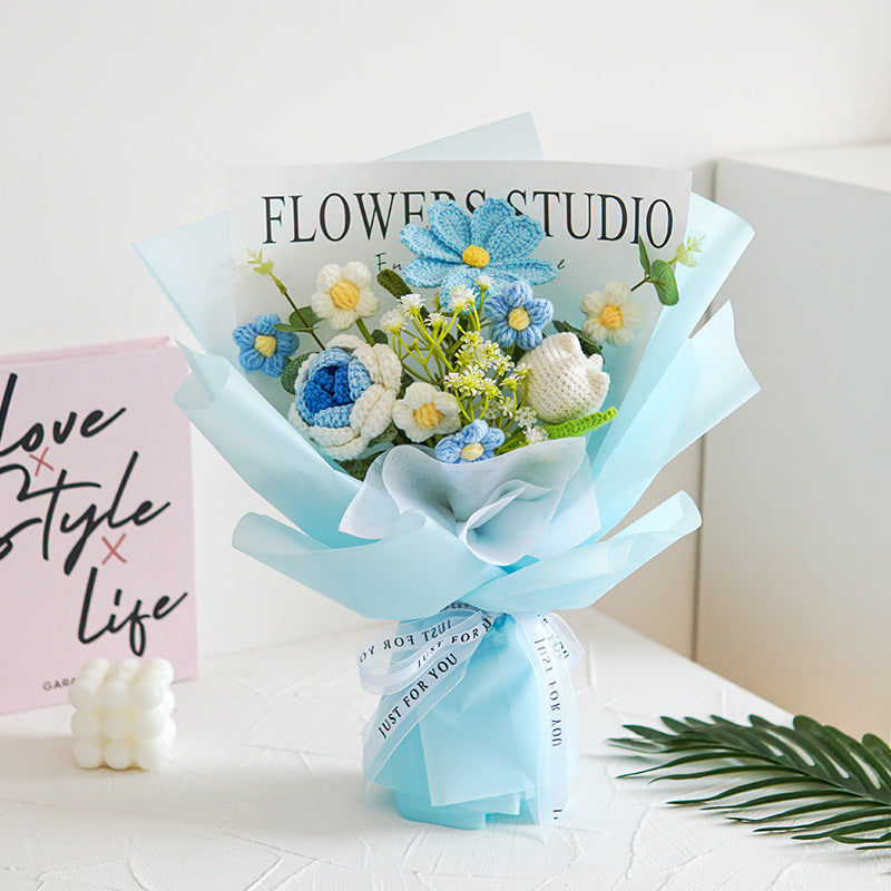 🌸 50% RABATT! 🧶 Handgjord Virkad Blombukett – Evig Skönhet, Romantisk Present & Unik Inredning 💝