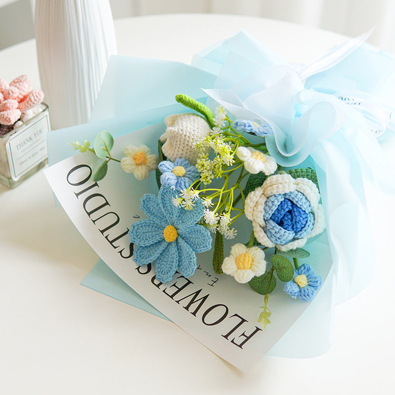🌸 50% RABATT! 🧶 Handgjord Virkad Blombukett – Evig Skönhet, Romantisk Present & Unik Inredning 💝