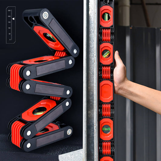 Hopfällbart vattenpass med vinkelmätare – Utdragbart och flexibelt