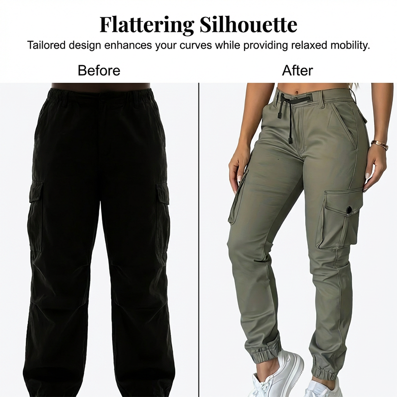 Joggingsbyxor med flera fickor för dame
