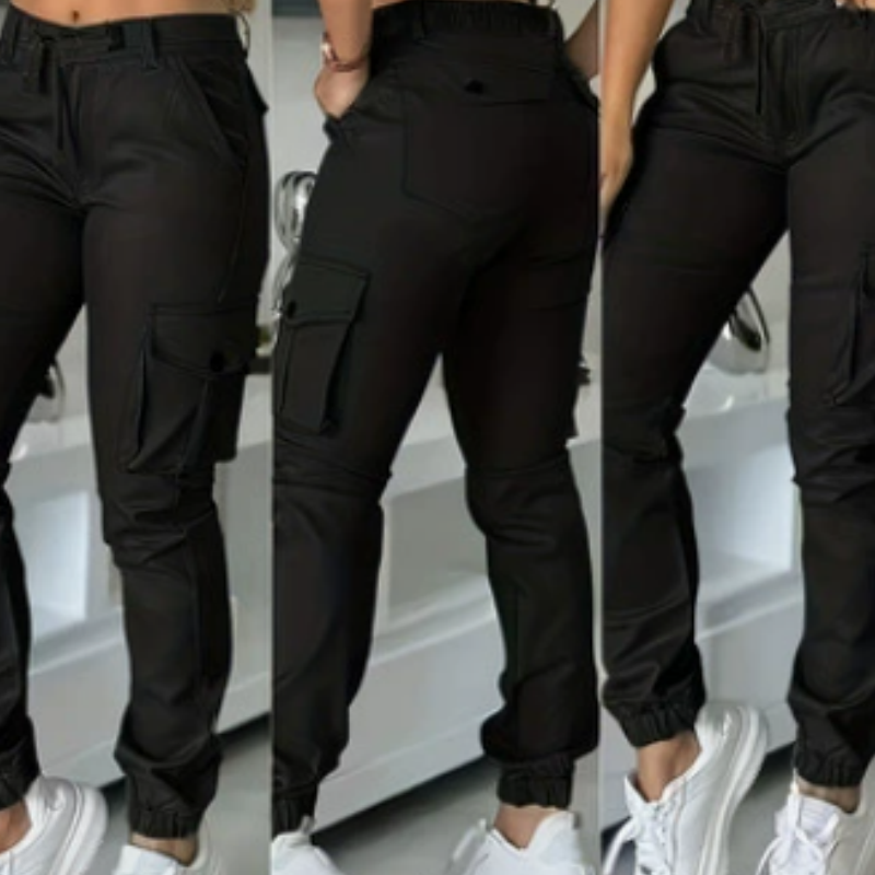 Joggingsbyxor med flera fickor för dame