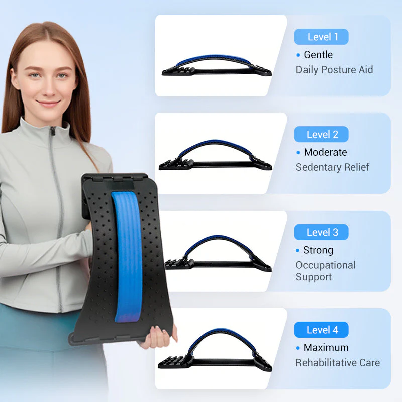 🩹 50% RABATT – FLASH SALE! ⚡ Ländryggsstretchare – Ergonomiskt stöd för ryggraden, justerbara stretchnivåer, lätt och portabel 🪑