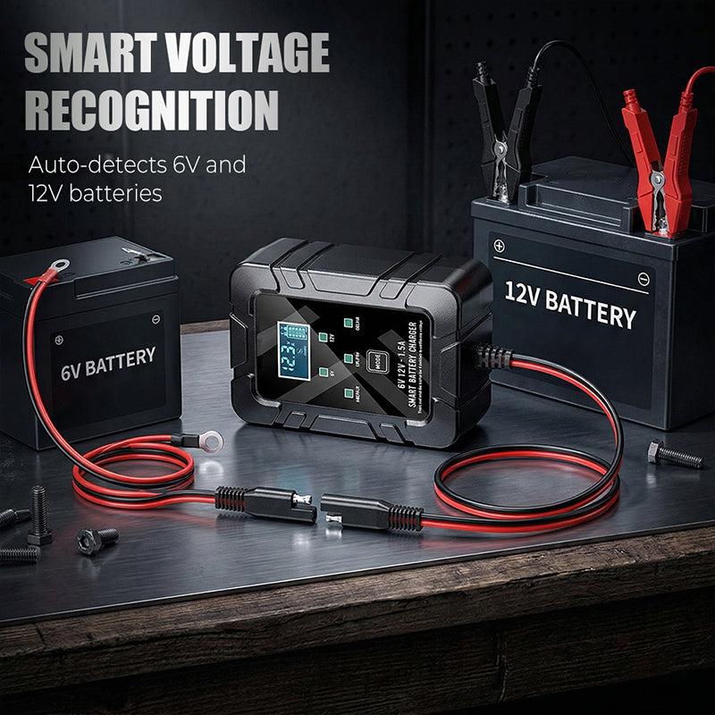 Smart batteriladdare, 6 V och 12 V, underhållsladdare, underhållsladdare och avsulfaterare