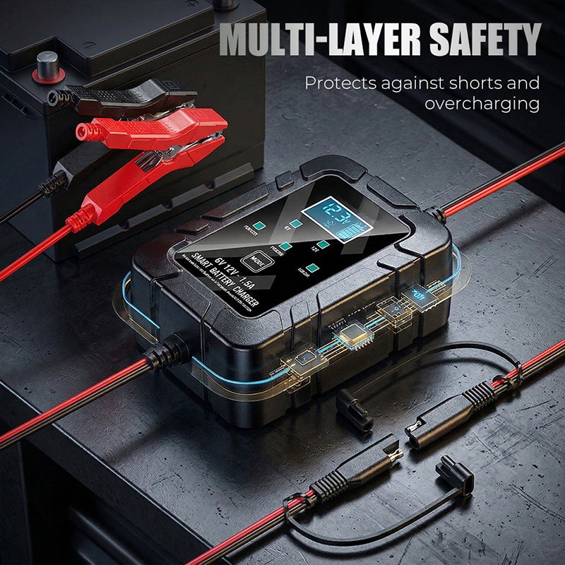 Smart batteriladdare, 6 V och 12 V, underhållsladdare, underhållsladdare och avsulfaterare