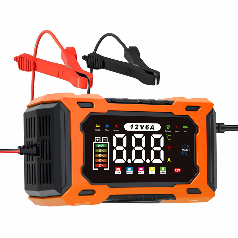 12 V 6 A smart bilbatteriladdare med pulsåterställning