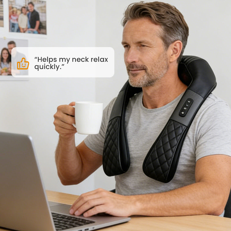 Sladdlös nack- och axelmassager med värmefunktion