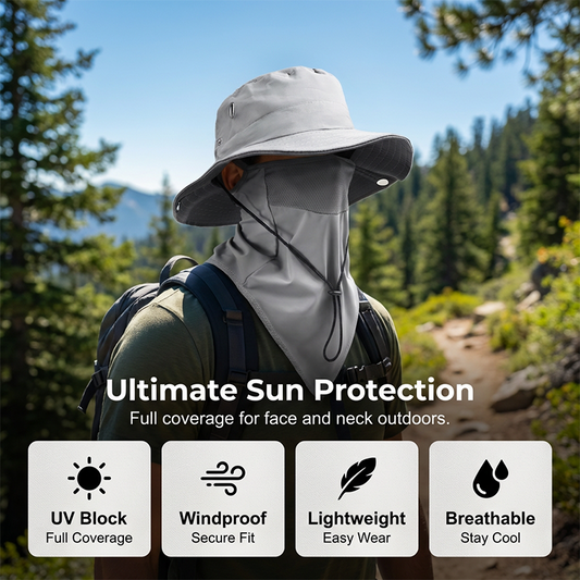 En ventilerad fiskarhatt🧢 med avtagbart ansiktsskydd – superpraktisk!