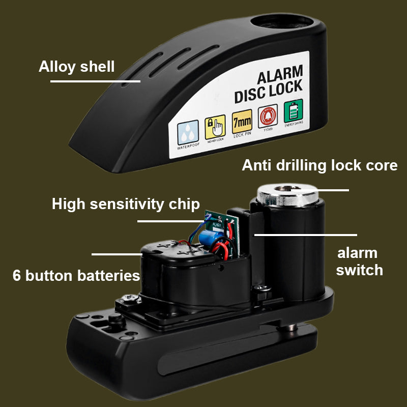Stöldskyddslarm med skivlås för motorcyklar