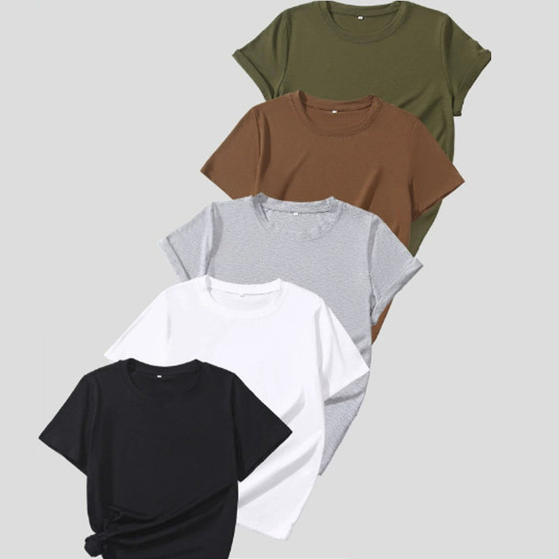 5-pack mångsidiga enfärgade T-shirts