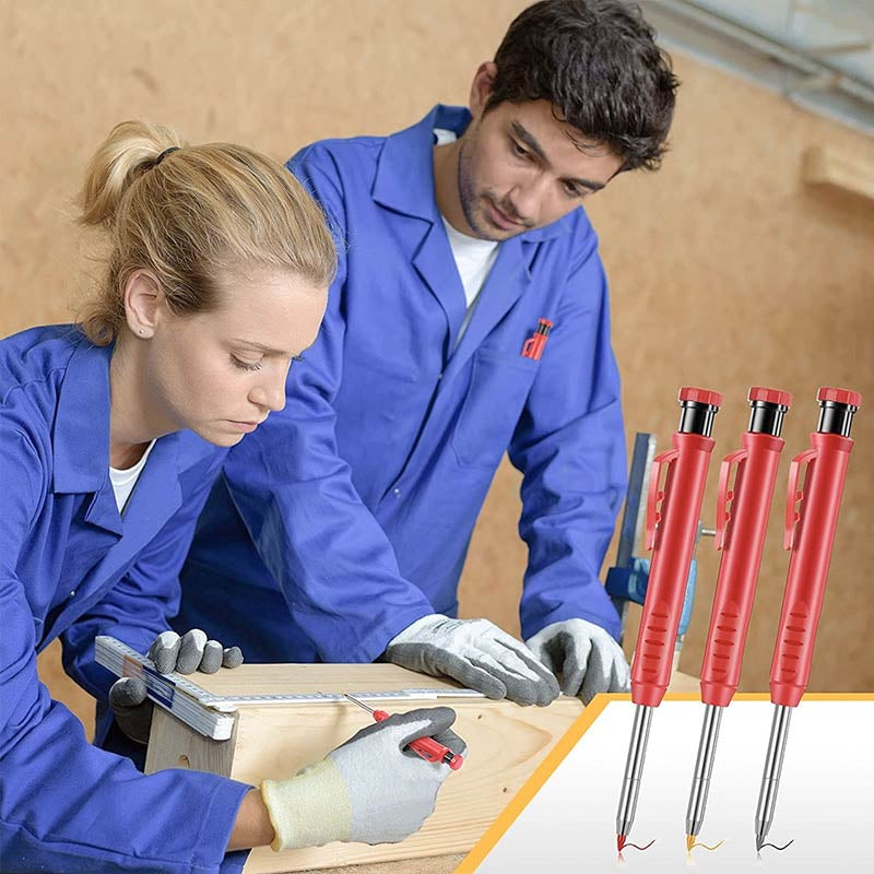 Multifunktionell snabbtorkande snickarpenna med pennvässare