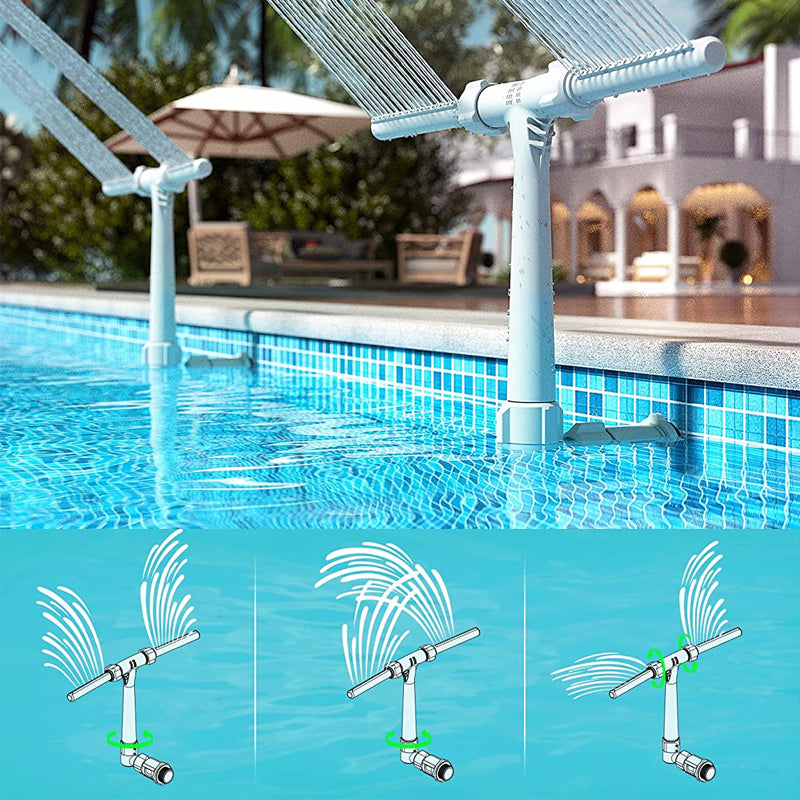 ☀️⛲ Solcellsdriven poolfontän med belysning – Justerbar sprinklerfontän med dubbla spraymunstycken
