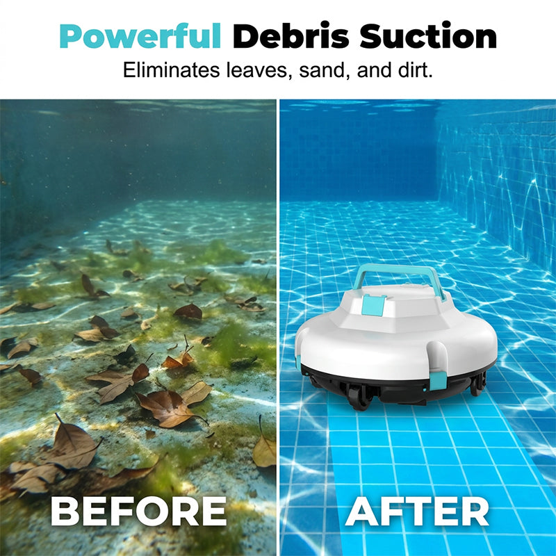 🤖50 % RABATT🌊 Trådlös poolrobot | Kraftfull sugkraft · Intelligent navigering · Start med ett knapptryck · Lätt att ta ut filterkorg