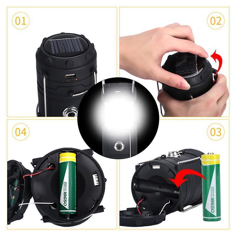 3-i-1 LED Flammande Campinglykta