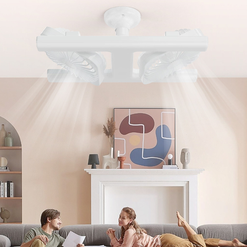 🌬️✨ Dubbel takfläkt med LED-ljus – modern design med fjärrkontroll för vardagsrum och sovrum