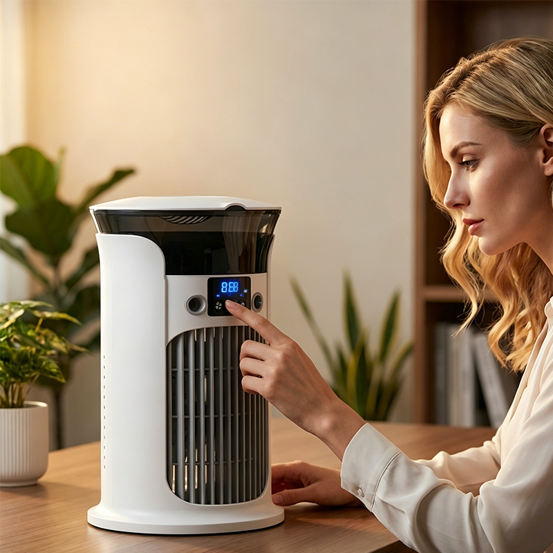 ❄️ 50% RABATT | 3-i-1 Luftkylare för skrivbordet 💧 Portabel dimkylare med LED-nattlampa