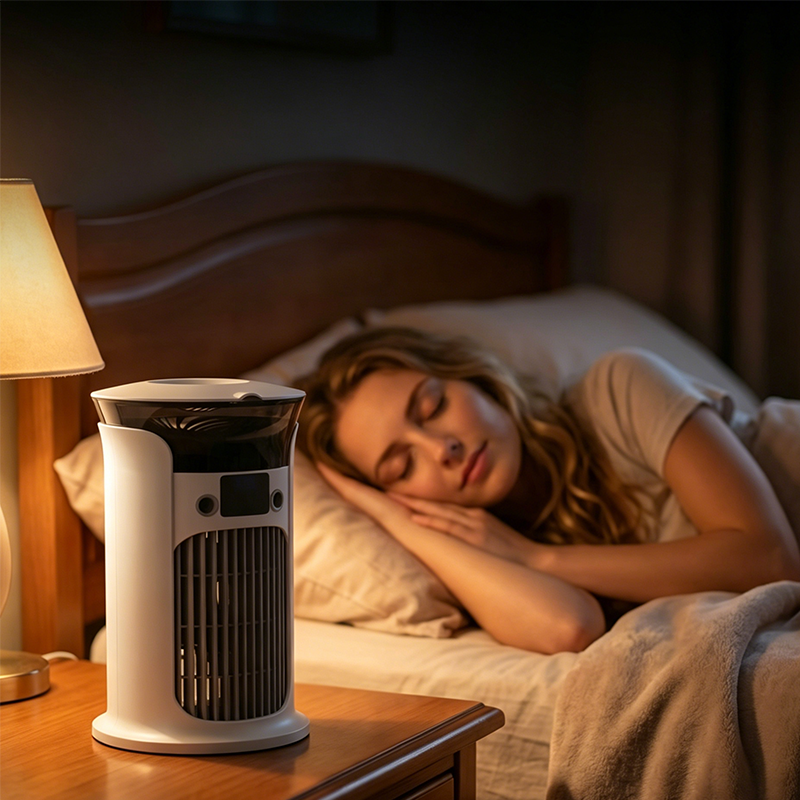 ❄️ 50% RABATT | 3-i-1 Luftkylare för skrivbordet 💧 Portabel dimkylare med LED-nattlampa