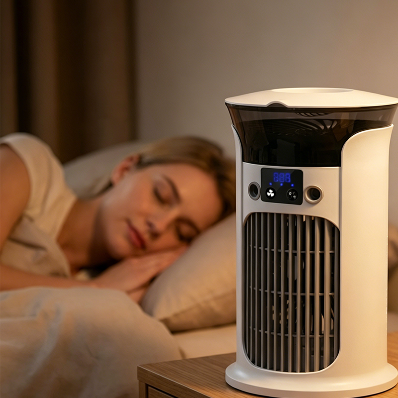 ❄️ 50% RABATT | 3-i-1 Luftkylare för skrivbordet 💧 Portabel dimkylare med LED-nattlampa