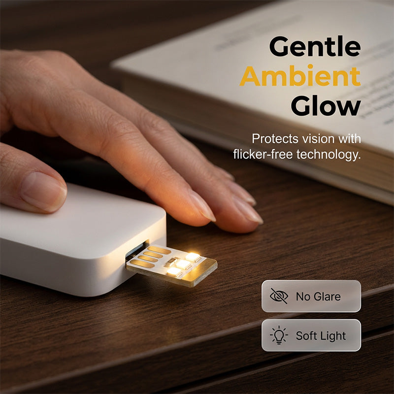 🔥50% RABATT NU💡 Mini bärbar USB LED-nattlampa ✨ Mjukt behagligt ljus, kompakt storlek, perfekt för sovrum, resor, skrivbord och nattliga besök till badrummet