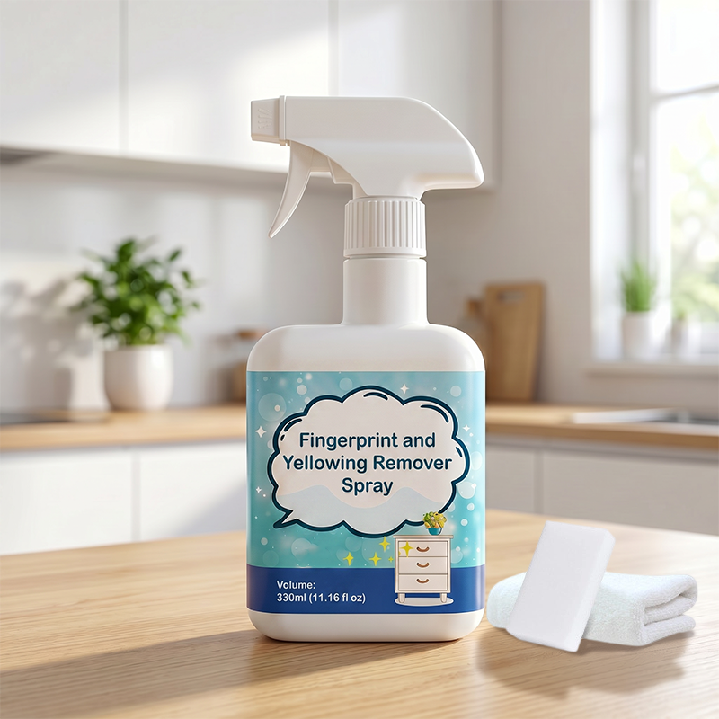 Spray för att ta bort fingeravtryck och gulning