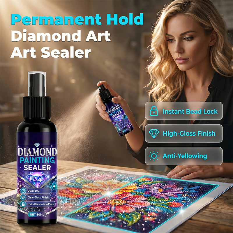 💎✨ Förseglingsspray för diamantmålning – håller stenarna på plats, glansig finish, snabbtorkande och hållbar