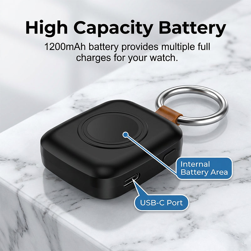 ⌚🔋 Powerbank för smartklockor – trådlös laddare, 1200 mAh, kompakt och snygg!
