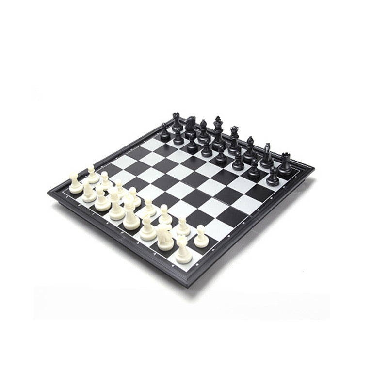 Magnetiskt schackspel med hopfällbart bräde