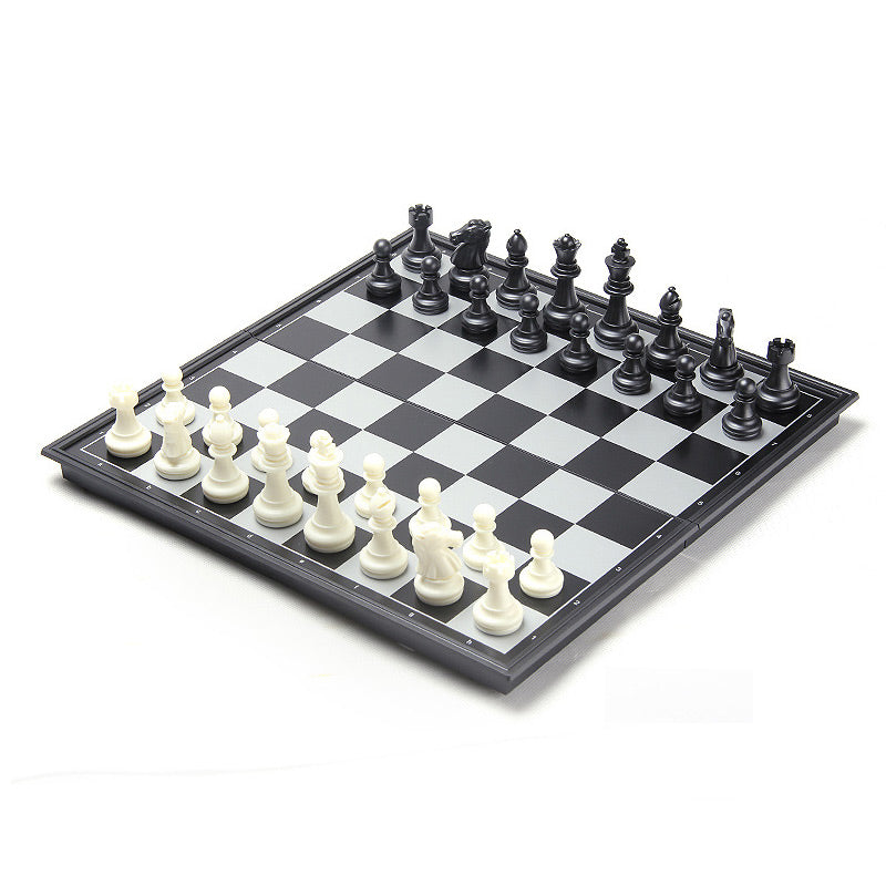 Magnetiskt schackspel med hopfällbart bräde