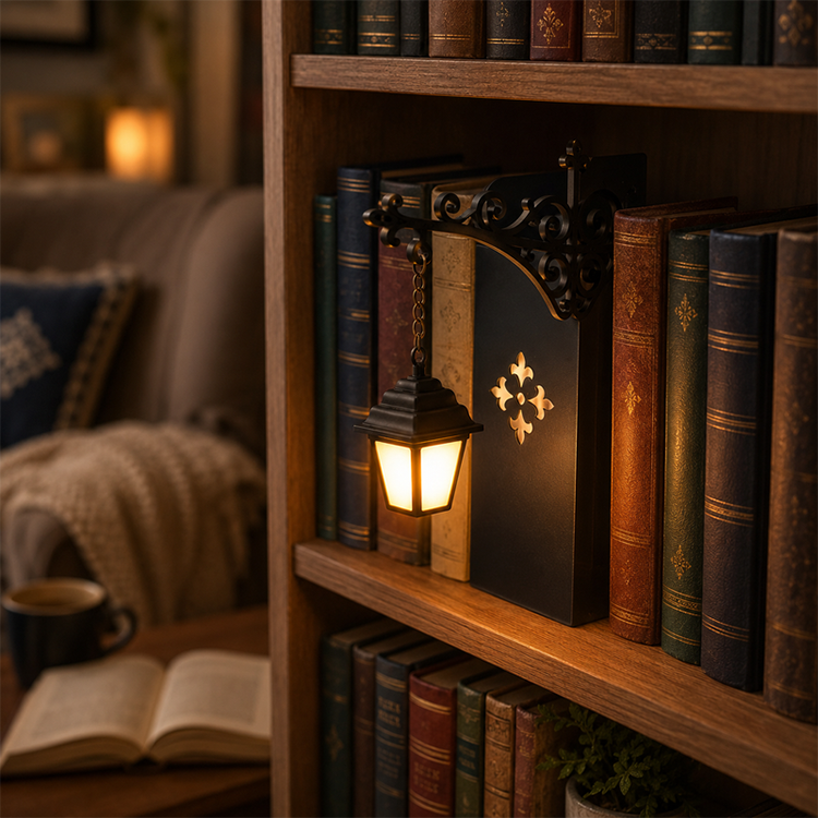 Miniatyr retro gatlykta bokstöd lampa